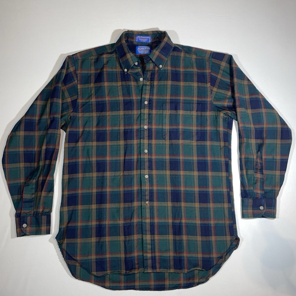 Sir Pendleton Men's Long Sleeve Fine Worsted Wool VTG Flannel Size L | Long